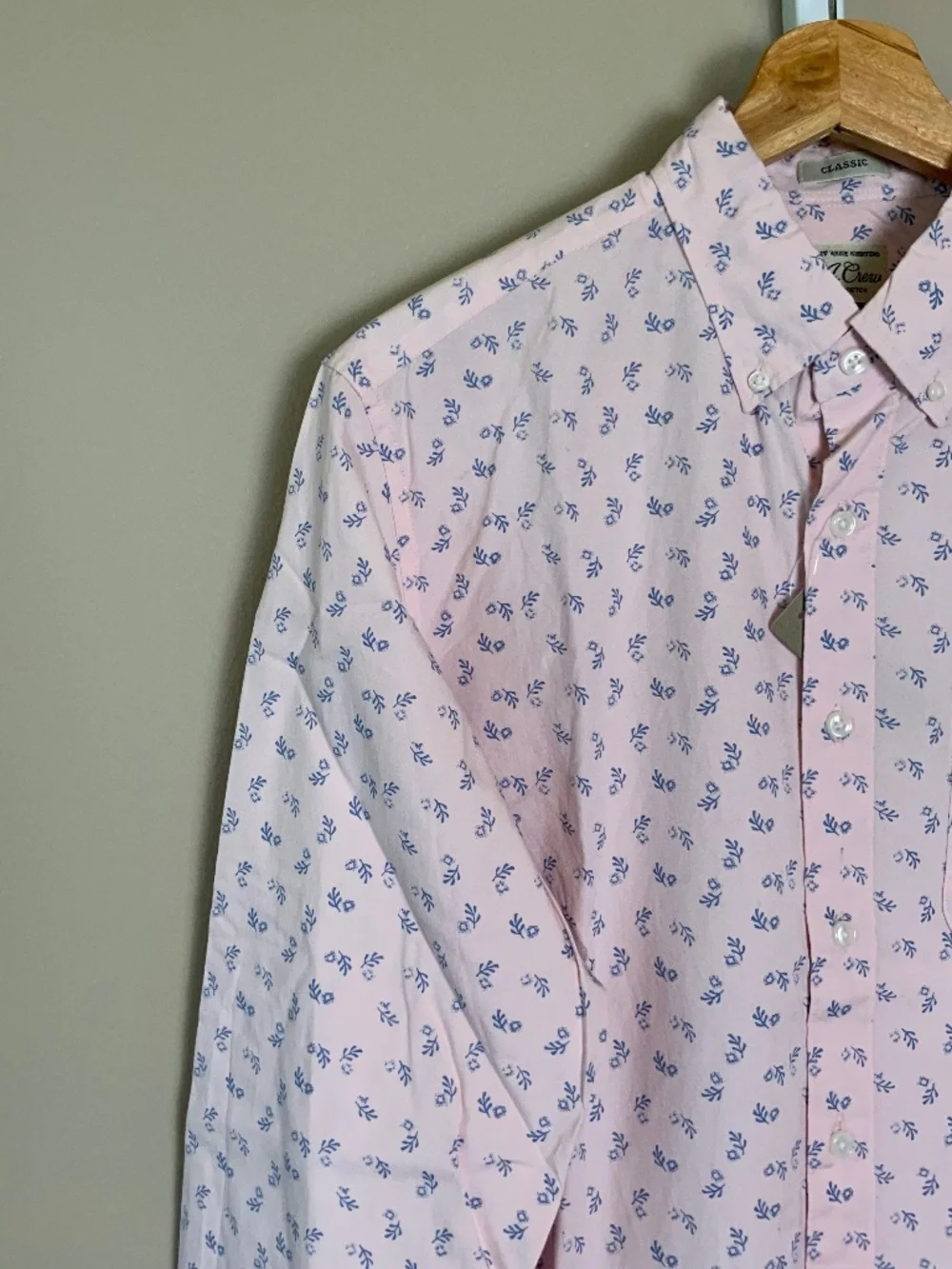 J. Crew Classic Stretch Secret Wash Button Down Shirt in Pink Branches